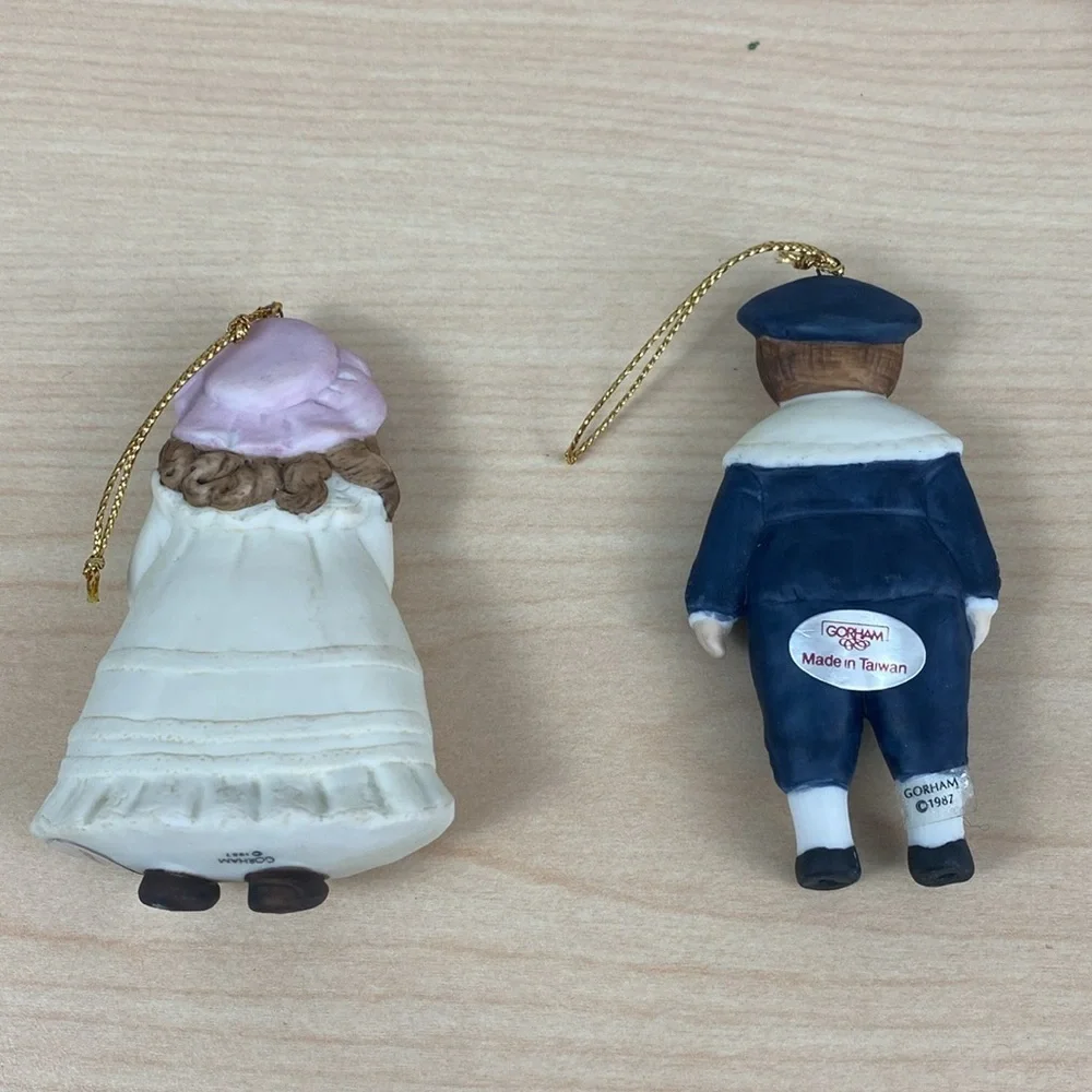 VTG Gorham Porcelain Doll Christmas Ornaments 4” tall